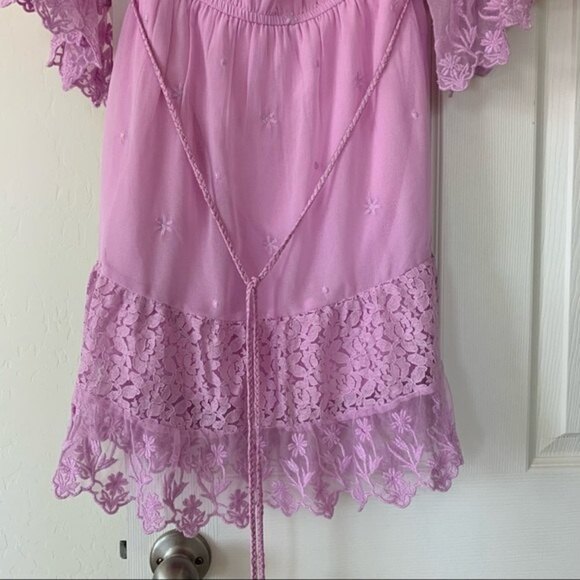 River Island Purple Lace Ruffle Mini Dress Medium - Picture 3 of 7